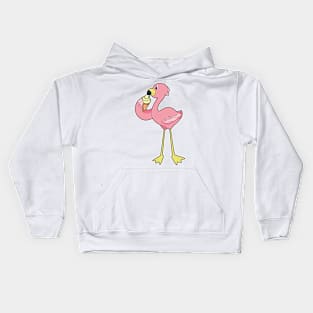 Flamingo with Waffle ice cream Kids Hoodie